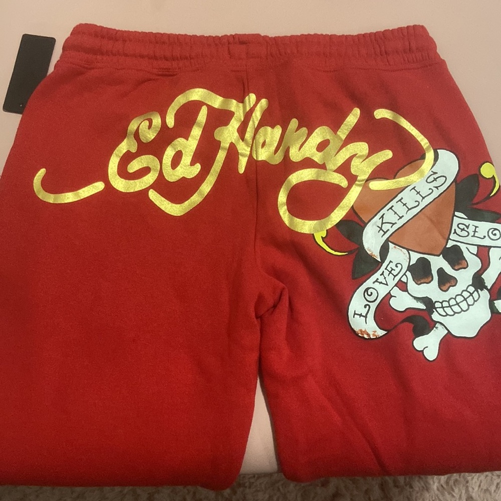 Ed Hardy red two piece sweatsuit.